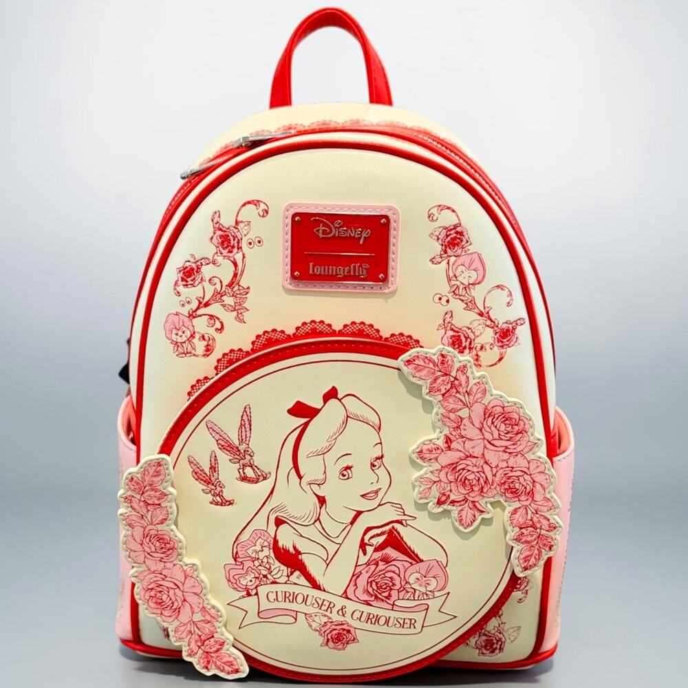 Loungefly Disney Alice in Wonderland Tonal Alice Floral Mini Backpack NWT